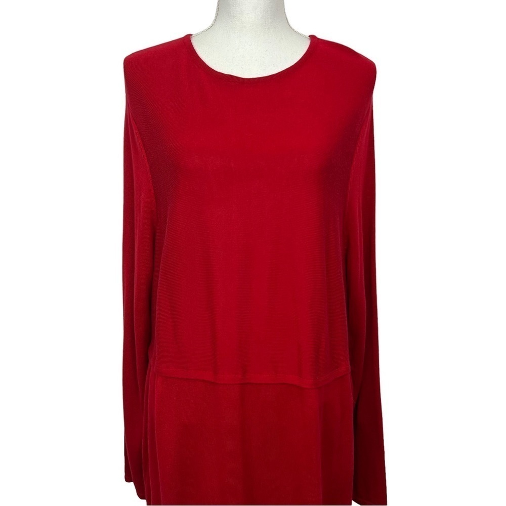 J. Jill Women’s Sweater Dress Sz XL Tall Color Red Stretch Long Sleeve Side Slit - Picture 2 of 13